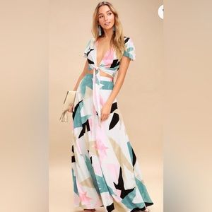 Lulu’s Daydreaming White Print Two-Piece Maxi Dress
